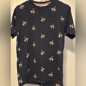 Denim & Flower Ricky Singh Size Small Navy Blue With Flamingo & Flag